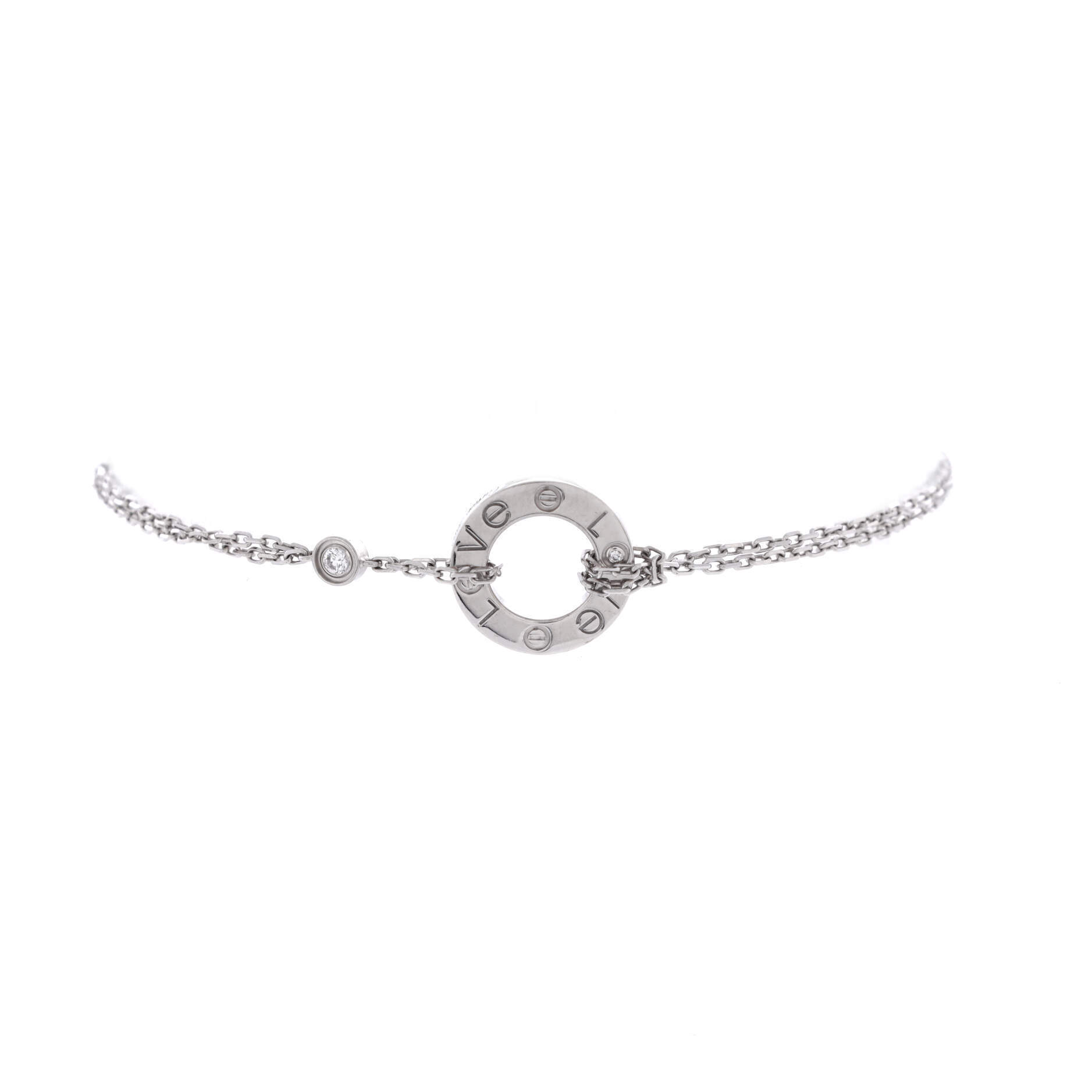 Cartier 2 Diamonds Love Bracelet 18k White Gold With Diamonds